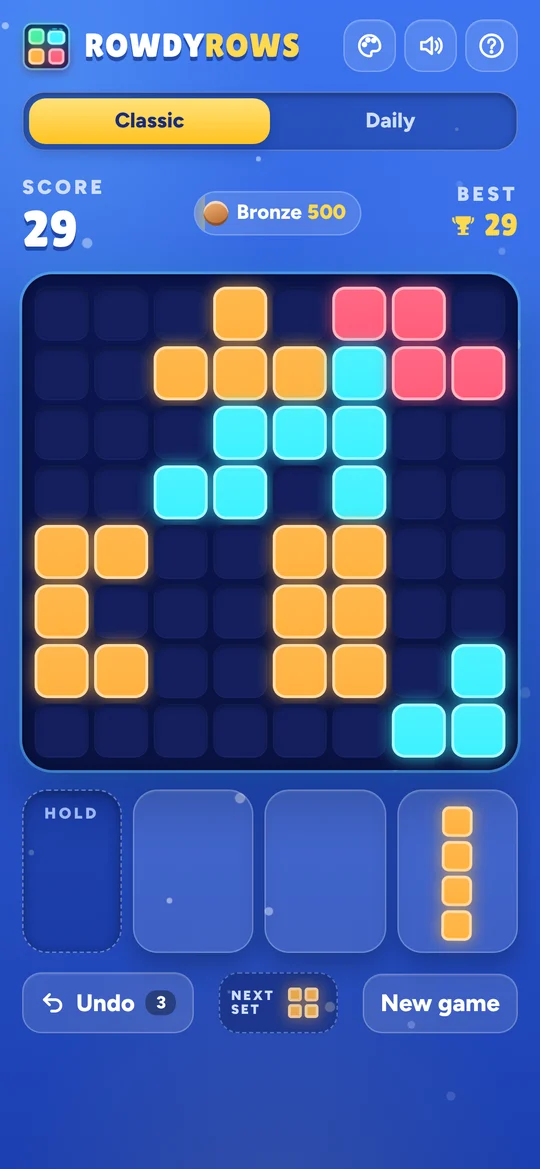 RowdyRows game screen